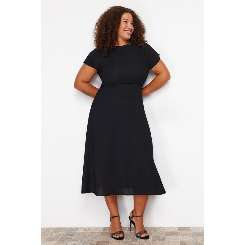 Trendyol Curve Black A-Line Maxi Woven Dress