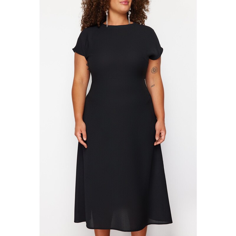 Trendyol Curve Black A-Line Maxi Woven Dress