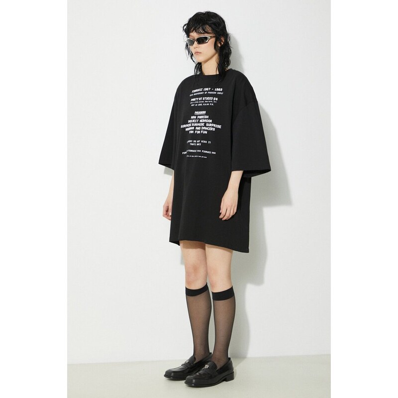 Bavlněné tričko Fiorucci Invitation Print Oversized T-Shirt černá barva, s potiskem, U01FPTSH107CJ01BK01