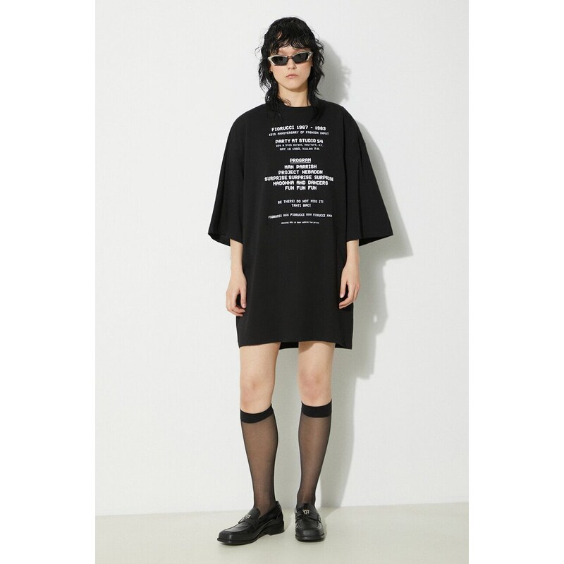 Bavlněné tričko Fiorucci Invitation Print Oversized T-Shirt černá barva, s potiskem, U01FPTSH107CJ01BK01