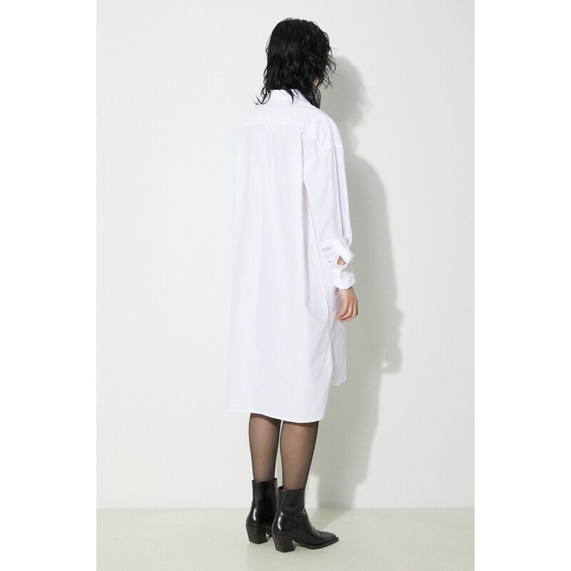 Bavlněné šaty Fiorucci Angel Embroidered bílá barva, midi, oversize, W01FPDSH063CO01WH01