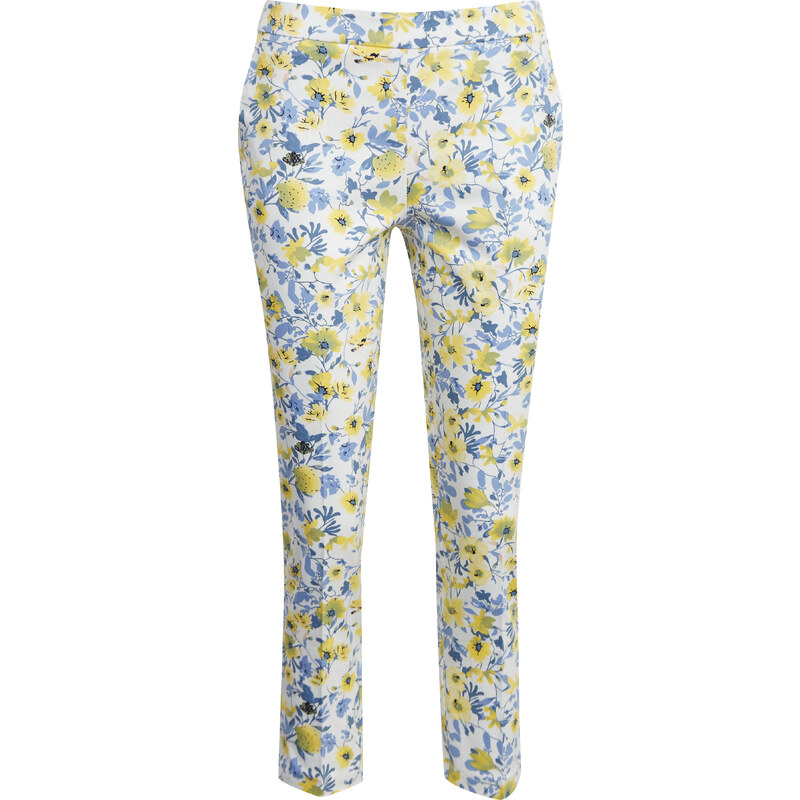Orsay Žluto-bílé dámské zkrácené květované kalhoty - Dámské