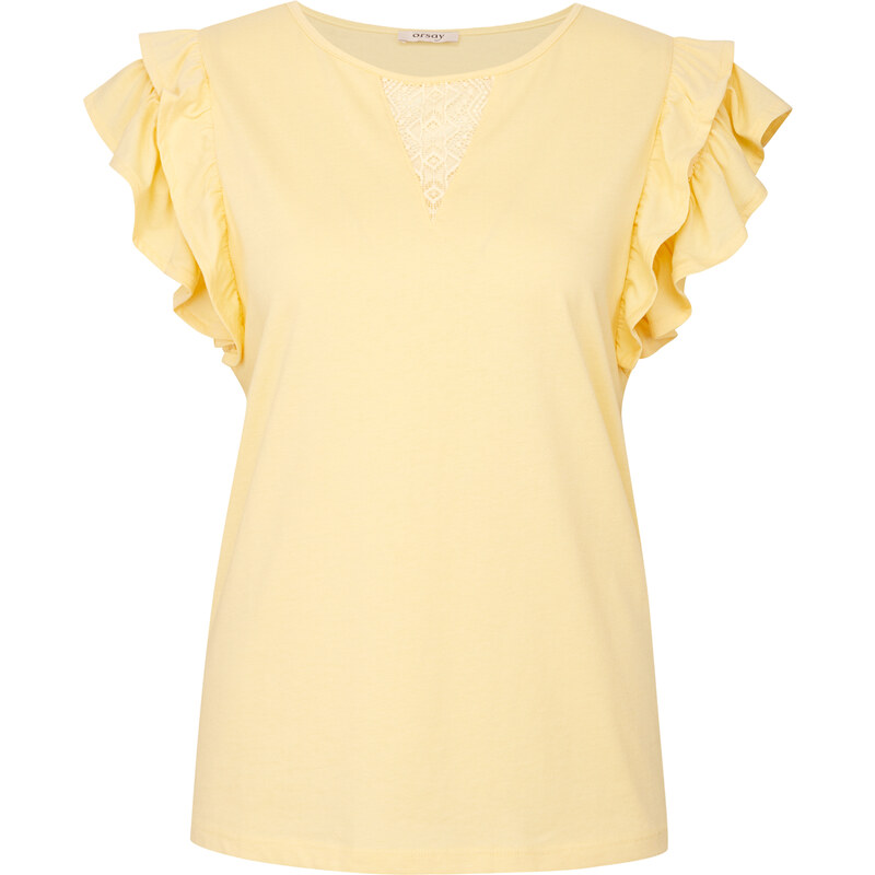Orsay Žluté dámské tričko s krátkým rukávem - Dámské
