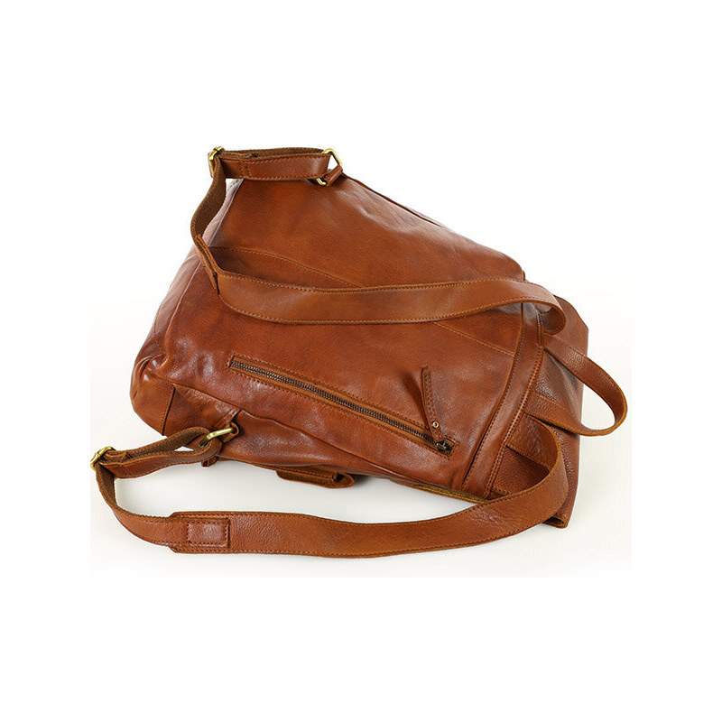Elegantní dámský batoh formátu A4 z kůže Kabelky od Hraběnky; koňak