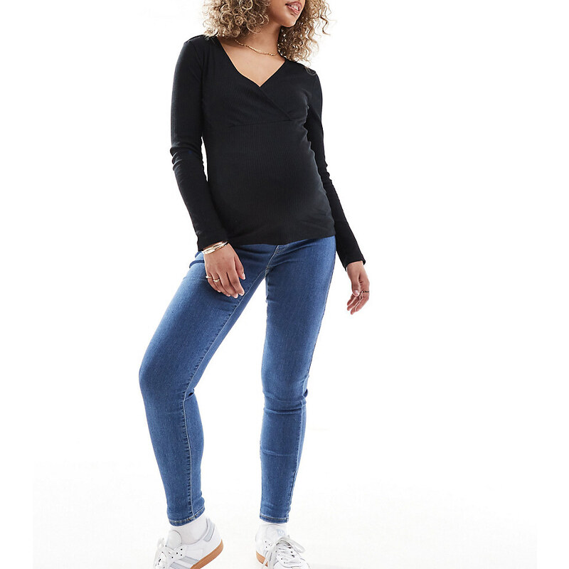 ONLY Maternity Rain jeggings in mid blue 91885870