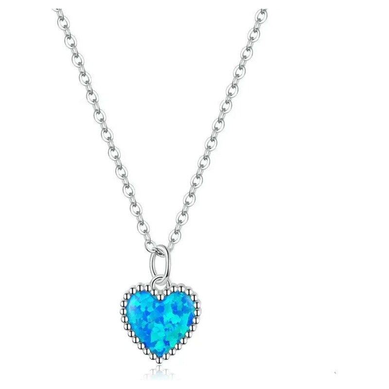 GRACE Silver Jewellery Stříbrný náhrdelník s modrým opálem Benjamina - stříbro 925/1000