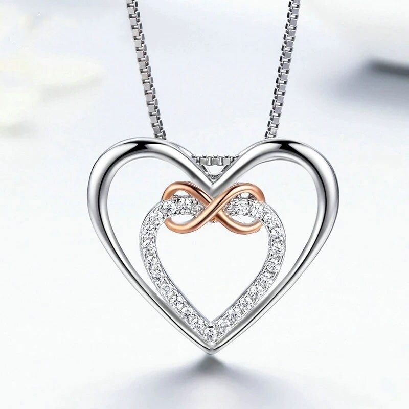 GRACE Silver Jewellery Stříbrný náhrdelník se zirkony Dolores - stříbro 925/1000, srdce
