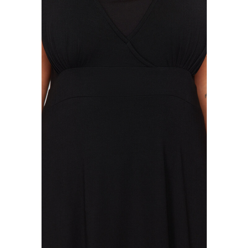 Trendyol Curve Black Single Jersey Knitted Plus Size Dress