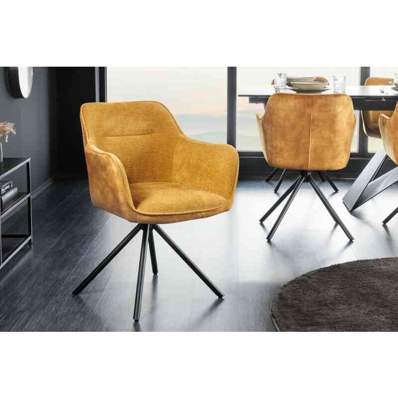 invicta interior Jídelní židle Verona hořčicová žlutá otočná - 2ks