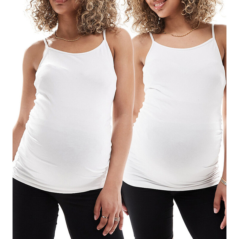 ONLY Maternity 2 pack jersey shorts in black