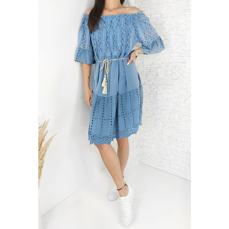 Moda Italia Modré letní šaty LA-85965BL 91935154
