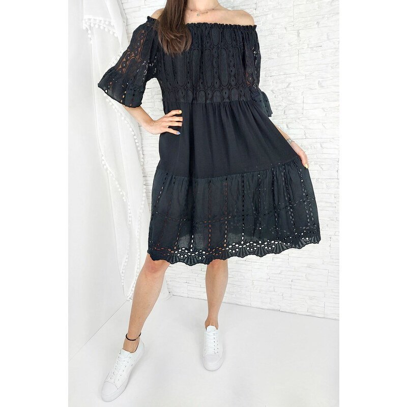 Moda Italia Černé letní volné šaty LA-85965B 91935151