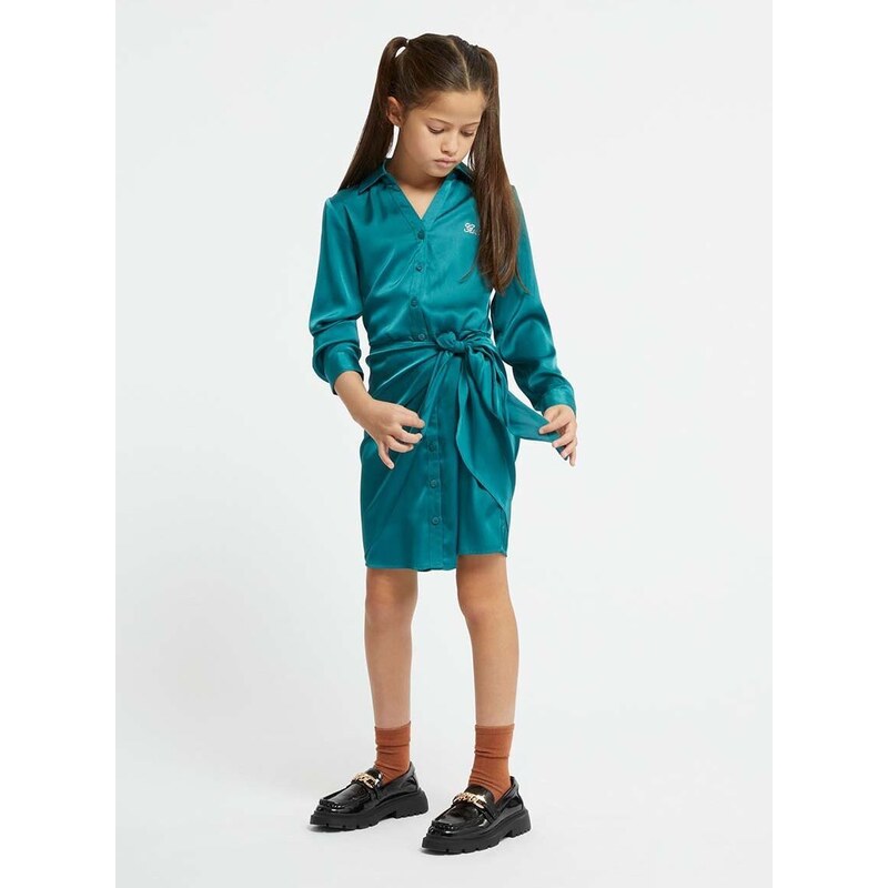 Dívčí šaty Guess zelená barva, mini
