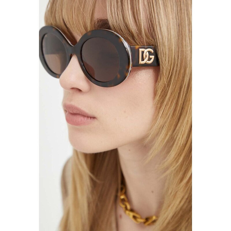 Sluneční brýle Dolce & Gabbana dámské, hnědá barva, 0DG4448