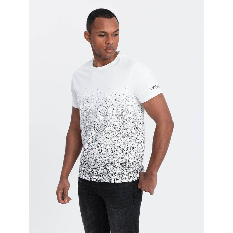 Ombre Men's cotton t-shirt with gradient print - white