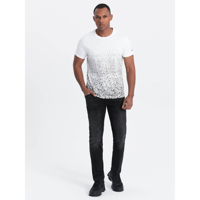 Ombre Men's cotton t-shirt with gradient print - white