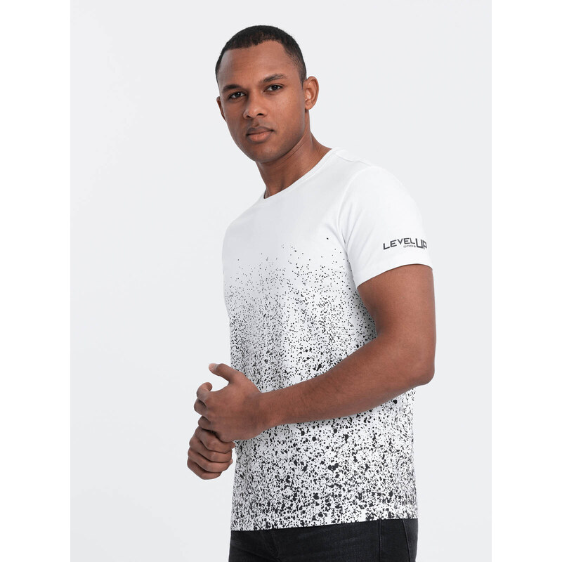 Ombre Men's cotton t-shirt with gradient print - white