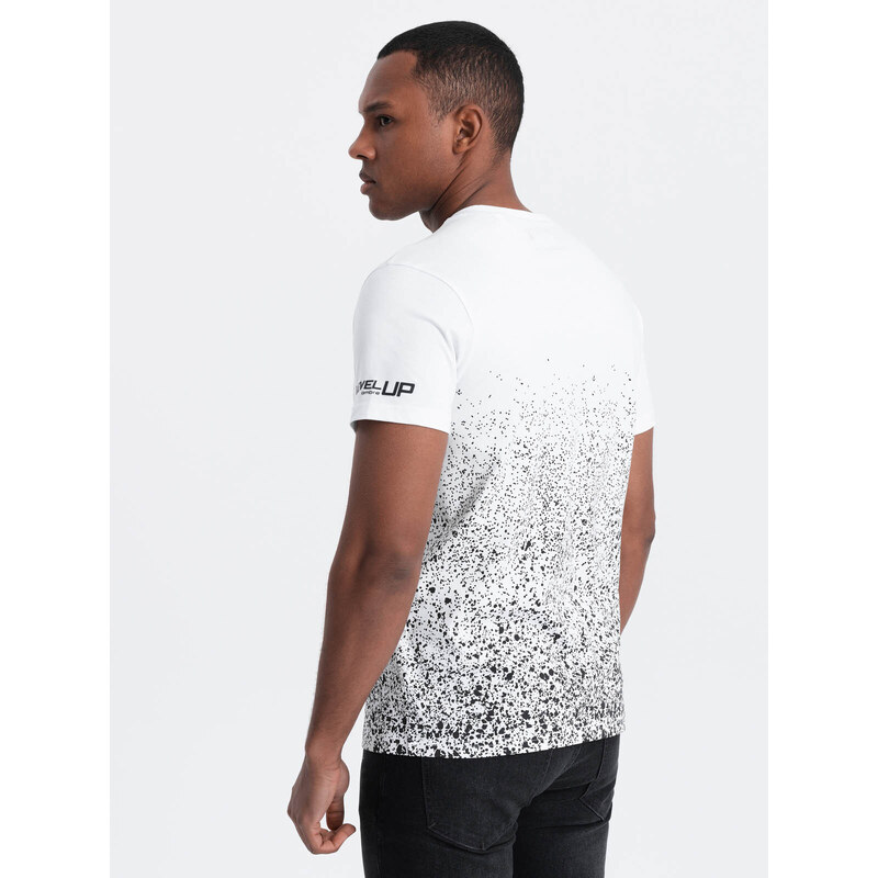 Ombre Men's cotton t-shirt with gradient print - white