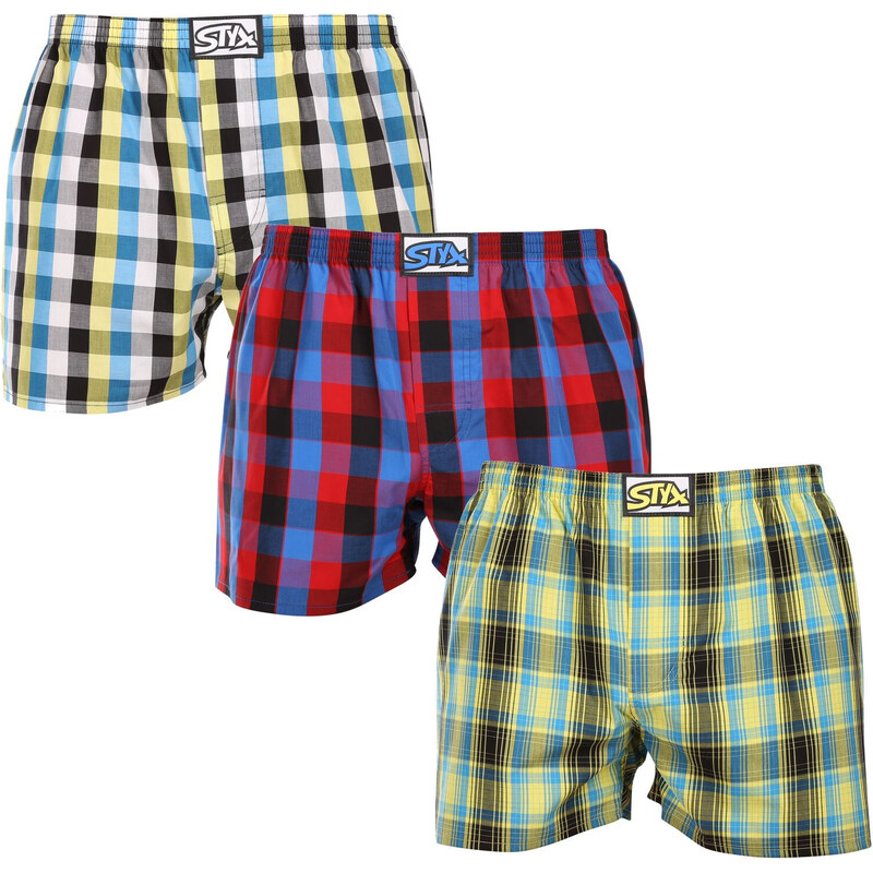 3PACK pánské trenky Styx klasická guma vícebarevné (3A102127)