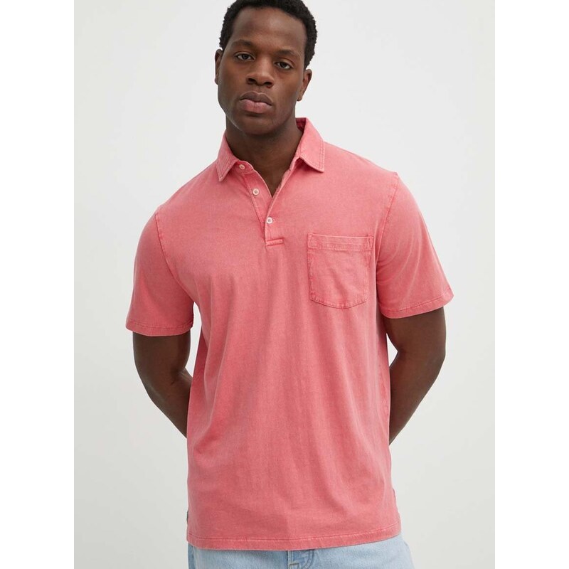 Polo tričko s lněnou směsí Polo Ralph Lauren červená barva