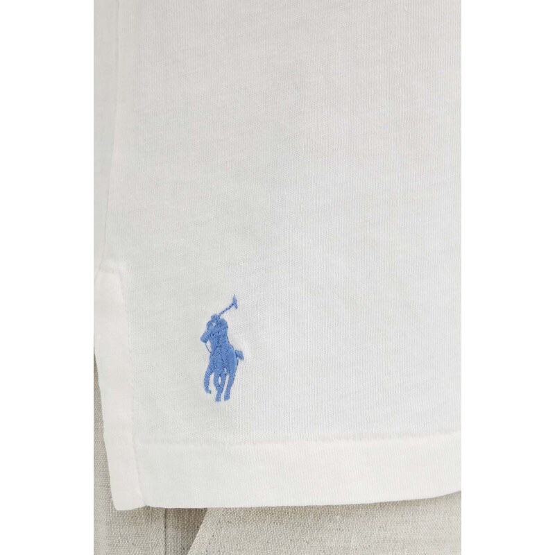 Polo tričko s lněnou směsí Polo Ralph Lauren bílá barva