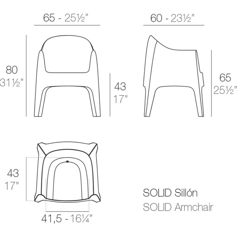 VONDOM Bílé plastové zahradní křeslo SOLID