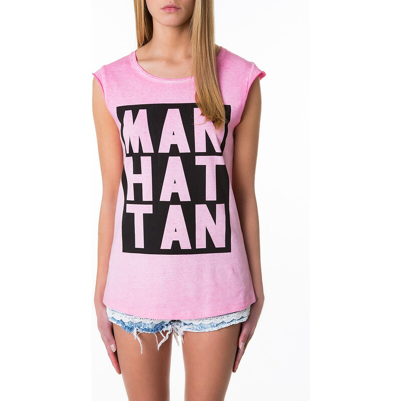 Tally Weijl Pink "MANHATTAN" Print Top