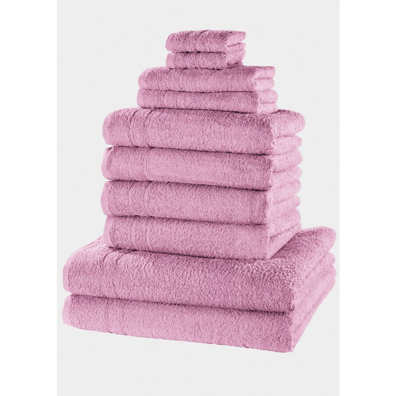 bonprix Souprava ručníků (10dílná) Růžová