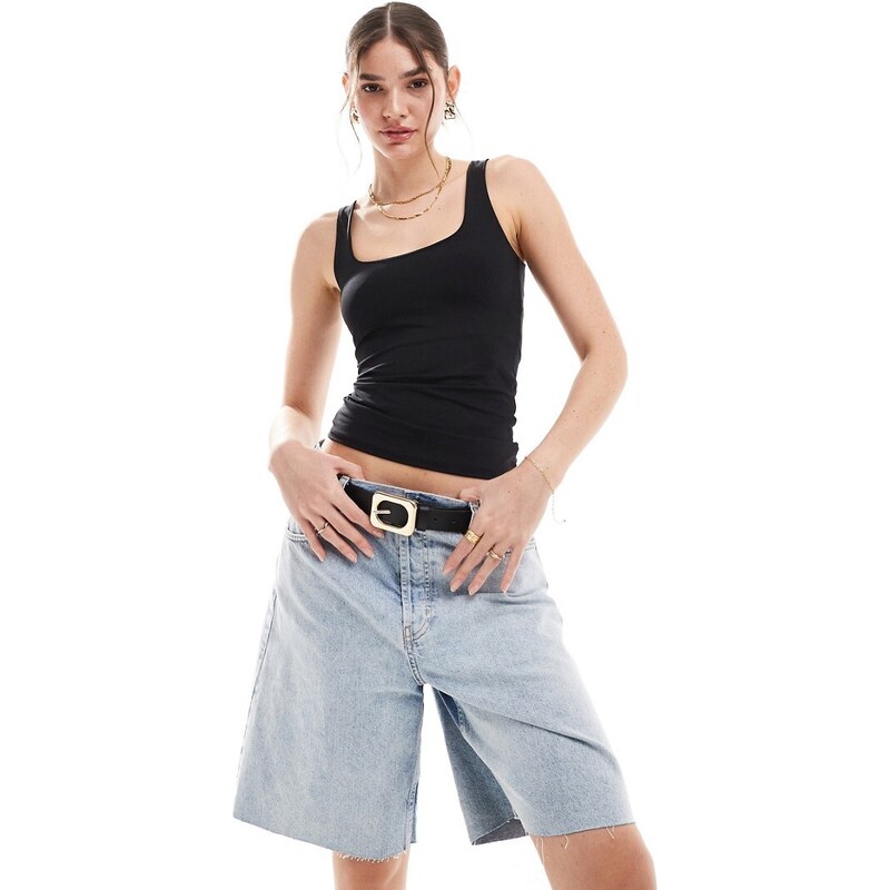 JJXX slinky reversible vest top in black