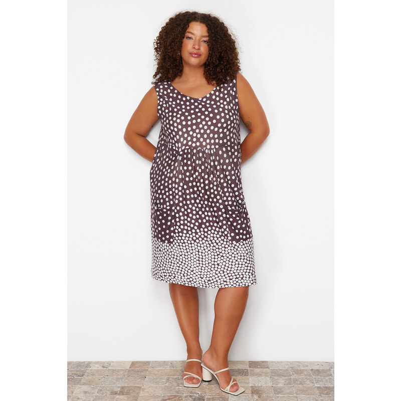 Trendyol Curve Multi Color Single Jersey Knitted Plus Size Dress