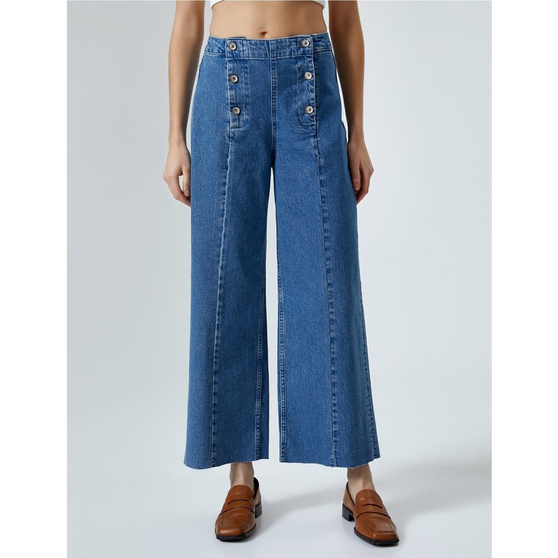 Koton Wide Leg Jeans High Waist Buttoned Jeans - Sandra Jeans