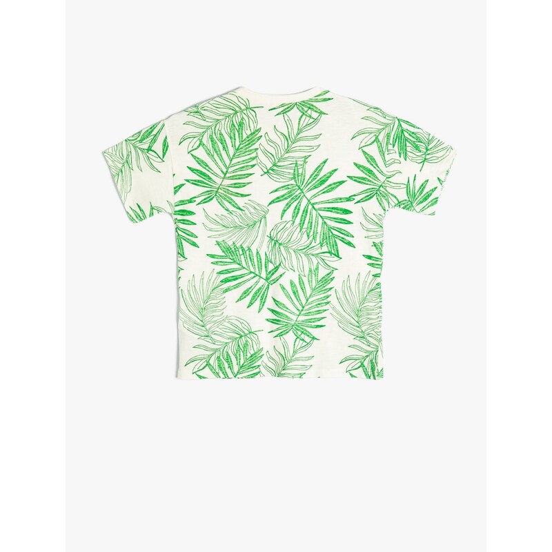 Koton T-Shirt Crew Neck Short Sleeve Tropical Printed Cotton