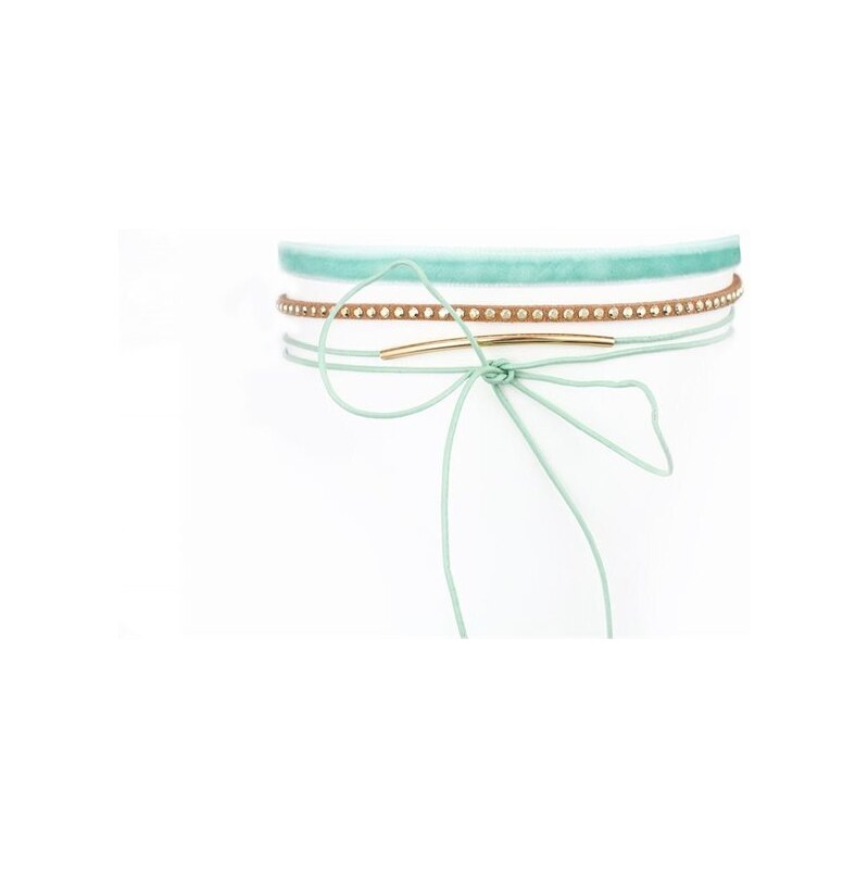 Flamenco Mystique Náhrdelník Choker Pastelový Modrý,
