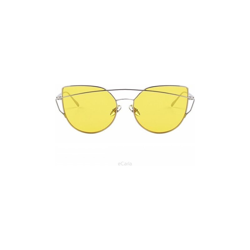 Flamenco Mystique Žluté průhledné sluneční brýle GLAM ROCK FASHION, UV 400 filtr, materiál z kovu, 143x53x49 mm