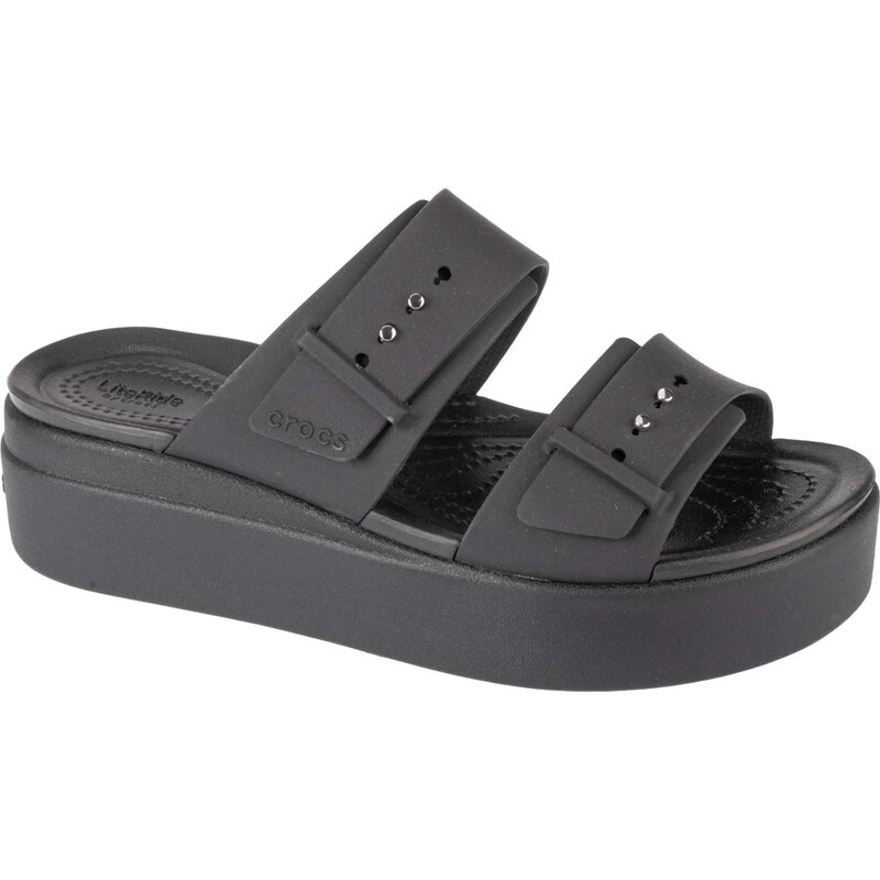 Černé nazouváky na platformě Crocs Brooklyn Low Wedge Sandal Černá 91920227
