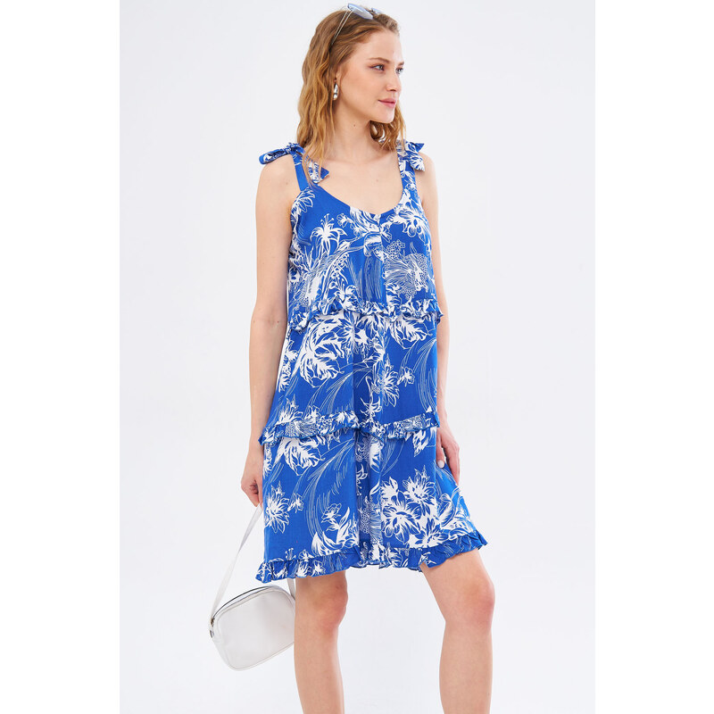 armonika Womens Saks Dekaenya Dress Ruffle Detailed Shoulder Tie Mini 115740448