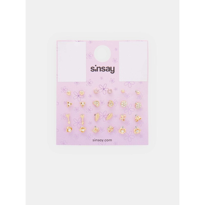 Sinsay - Sada 12 párů náušnic - zlatá