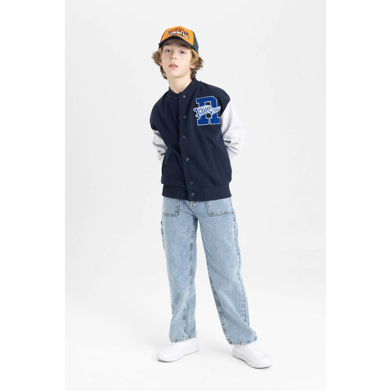 DEFACTO Boy College Collar Bomber Jacket Cardigan