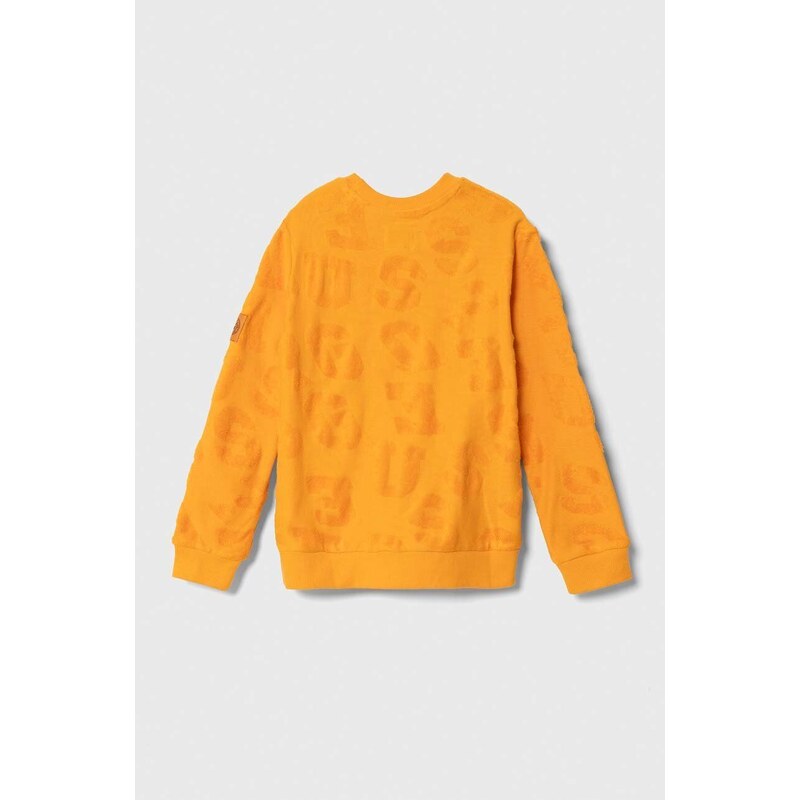 Dětská bavlněná mikina Guess oranžová barva, vzorovaná