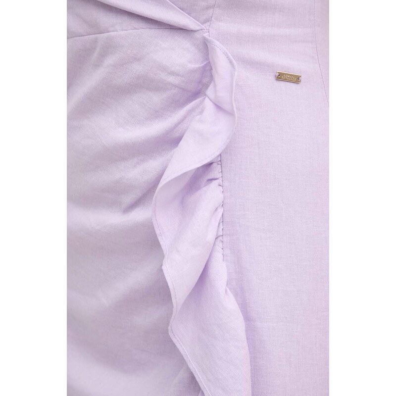 Lněné šaty Armani Exchange fialová barva, mini, 3DYA07 YN3RZ