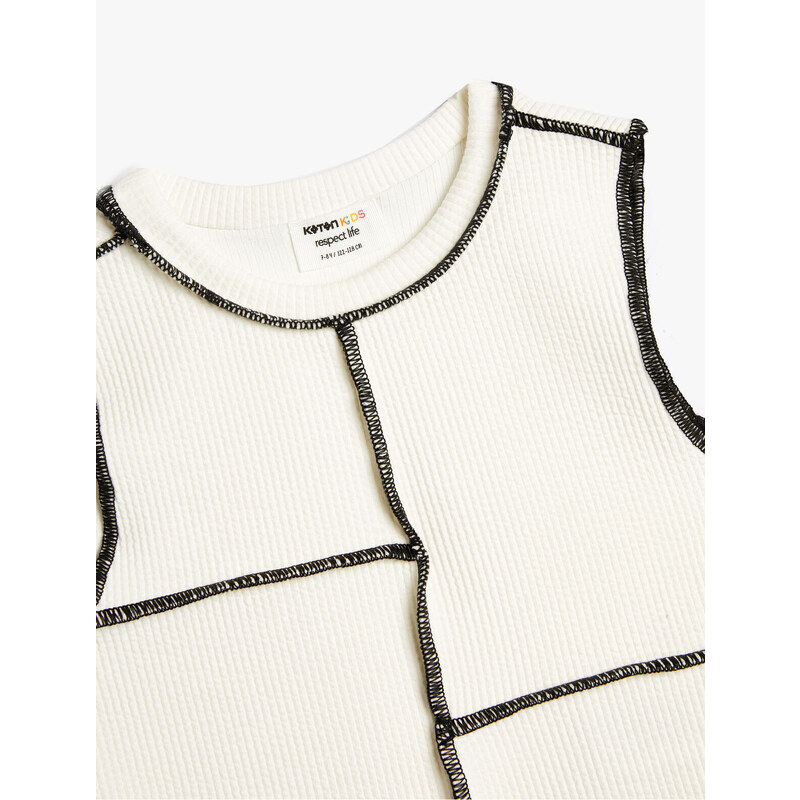 Koton Crop Tank Top with Stitching Detail Sleeveless