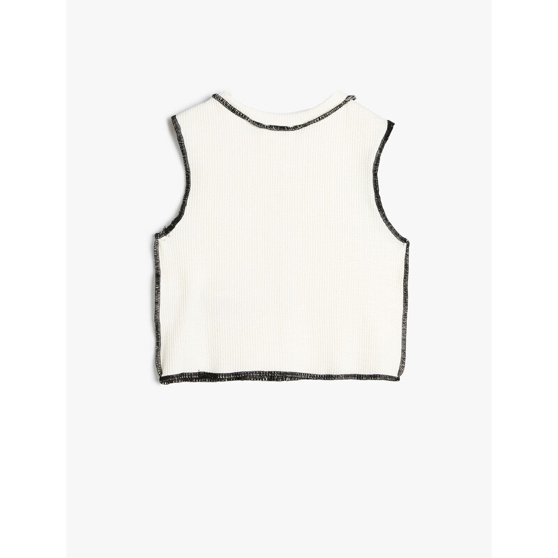 Koton Crop Tank Top with Stitching Detail Sleeveless