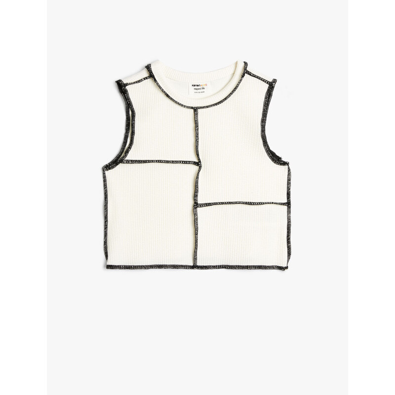 Koton Crop Tank Top with Stitching Detail Sleeveless