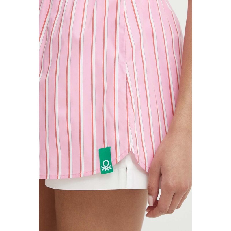 Kalhotová sukně United Colors of Benetton růžová barva, high waist