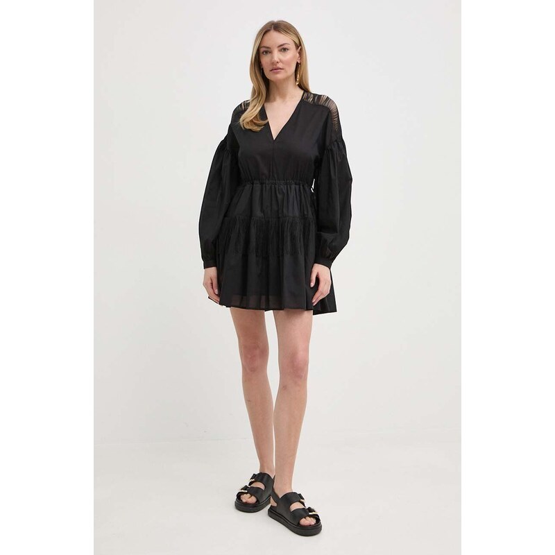 Bavlněné šaty Pinko černá barva, mini, oversize, 103741 A1XN