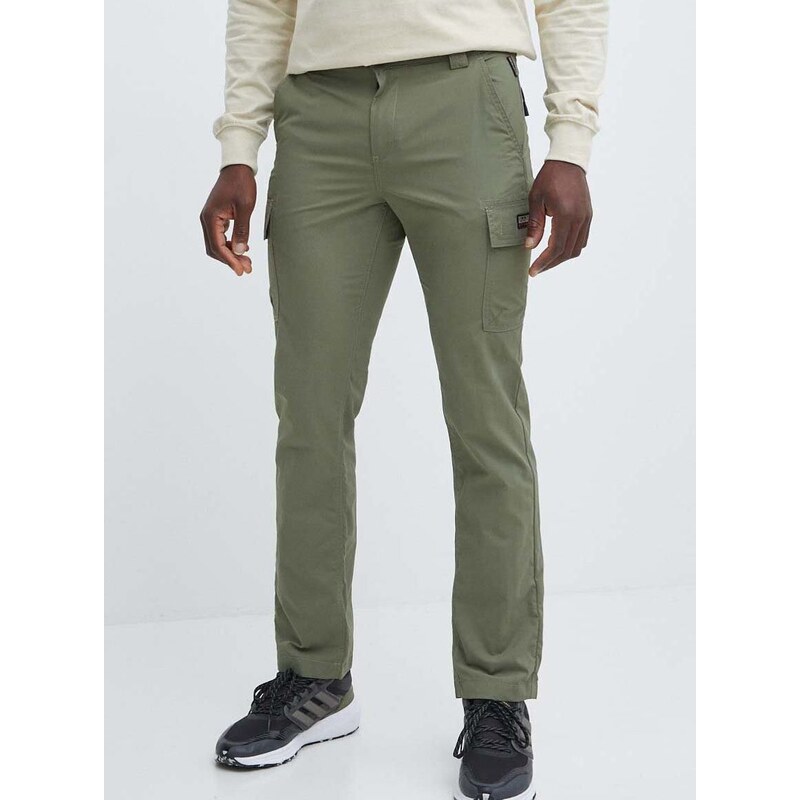 Kalhoty Napapijri M-Faber pánské, zelená barva, přiléhavé, NP0A4HRPGAE1
