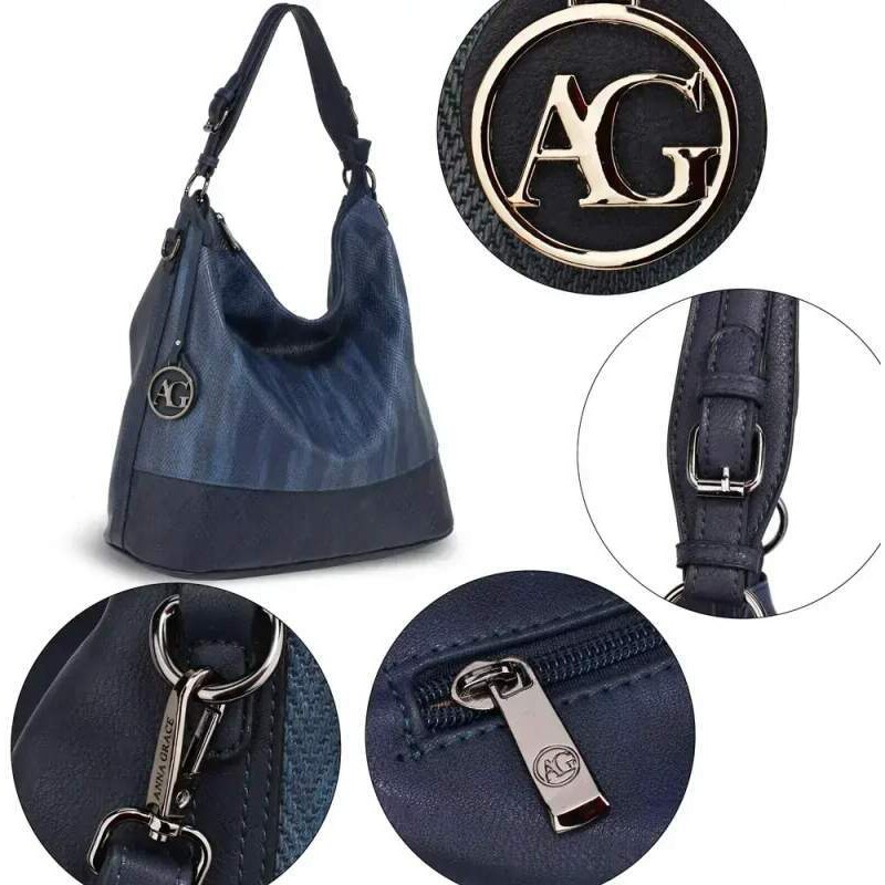 Anna Grace London Anna Grace Dámská tmavě modrá kabelka do ruky a přes rameno AG00557