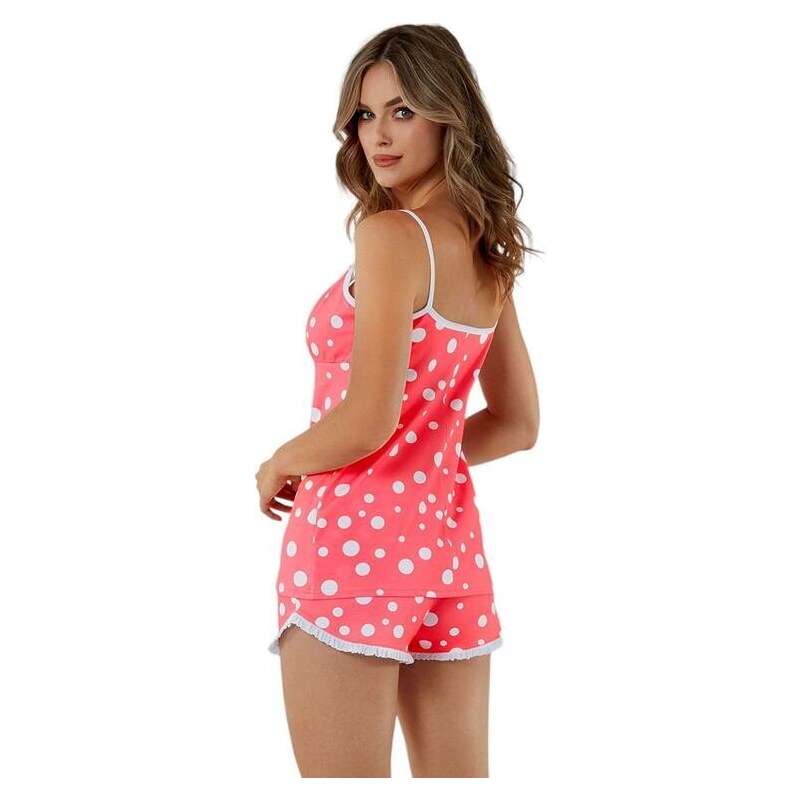 Italian Fashion Dámské pyžamo Ojos růžové s puntíky