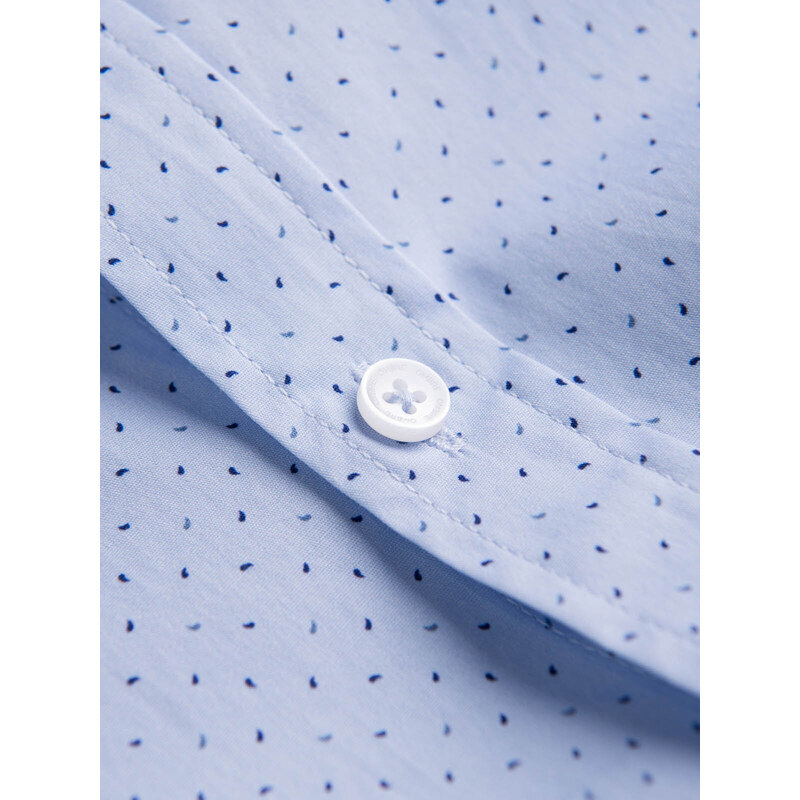 Ombre Men's micro-patterned cotton REGULAR FIT shirt - light blue