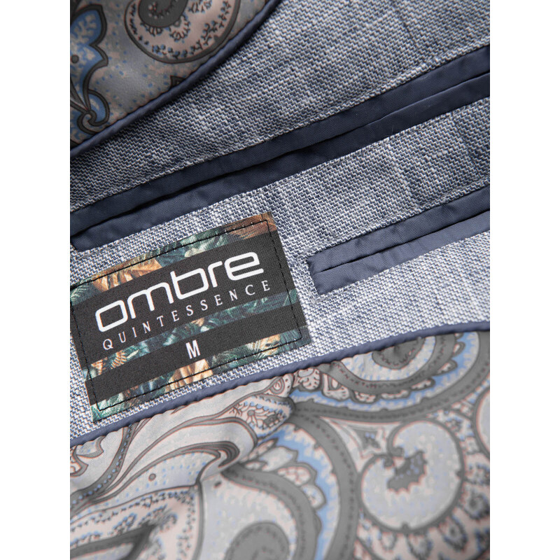 Ombre Clothing Pánské sako REGULAR střihu s plátnem - světle modré V3 OM-BLZB-0128